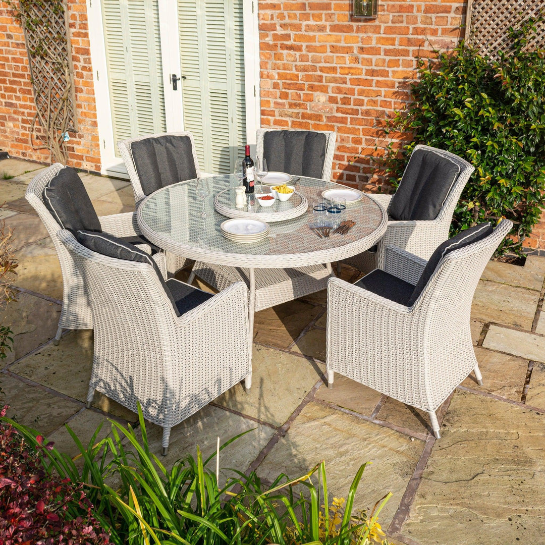 Rattan Effect Six Seater Dining Set - Two Colours