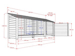 Wooden Premium Tongue/Groove Log Store with Doors and Shelf W-335cm, H-126cm or 180cm, D-88cm.