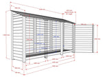 Wooden Premium Tongue/Groove Log Store with Doors and Shelf W-335cm, H-126cm or 180cm, D-88cm.