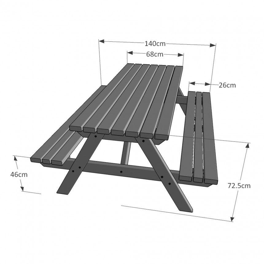 Rounded, Redwood Tanalised Timber Picnic "Pub Type" Bench, Various Sizes