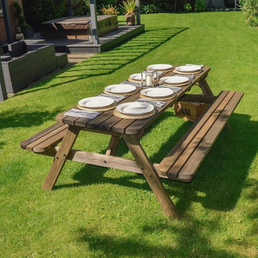 Rounded, Redwood Tanalised Timber Picnic "Pub Type" Bench, Various Sizes