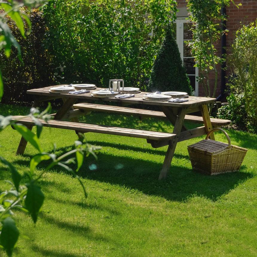 Rounded, Redwood Tanalised Timber Picnic "Pub Type" Bench, Various Sizes