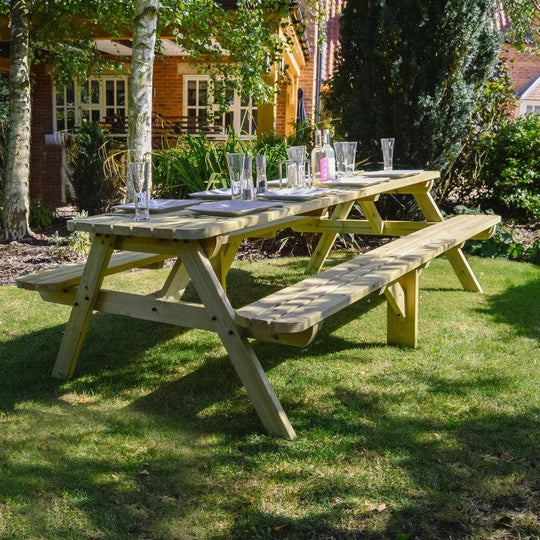 Rounded, Redwood Tanalised Timber Picnic "Pub Type" Bench, Various Sizes
