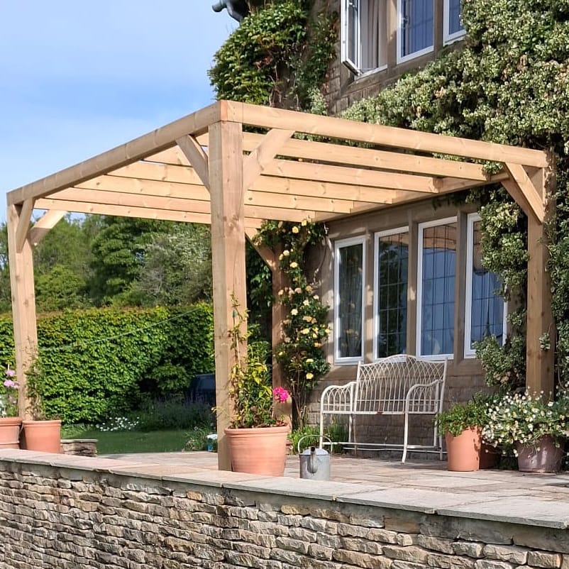 Heavy Duty Timber Box Pergola Complete DIY Kit, Tanalised Redwood Timber, various sizes.