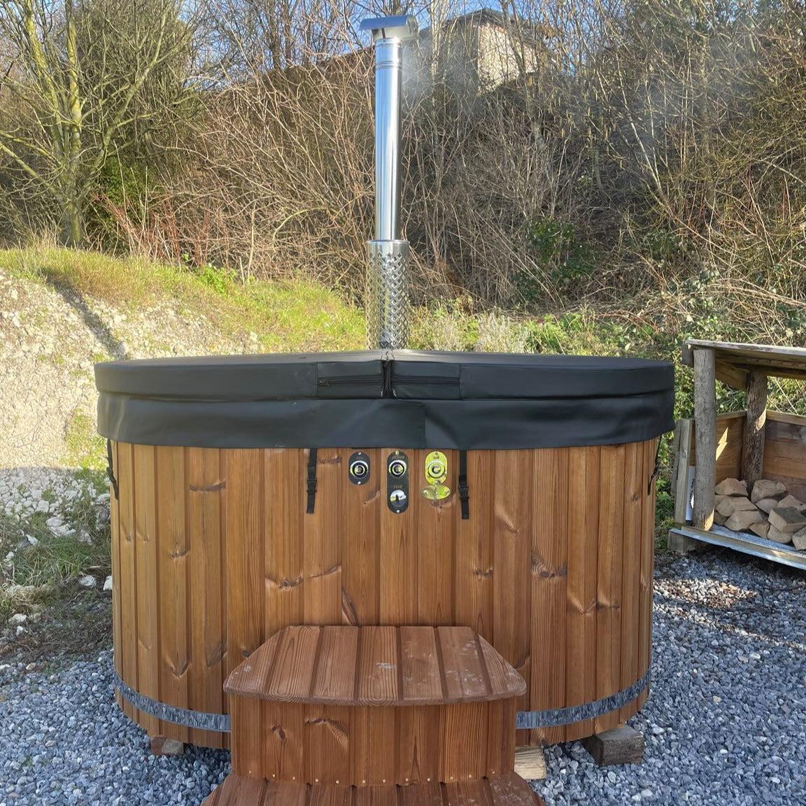 Wood Fired Ofuro Style Hot Tub, Fibreglass/ Liner, for couples.