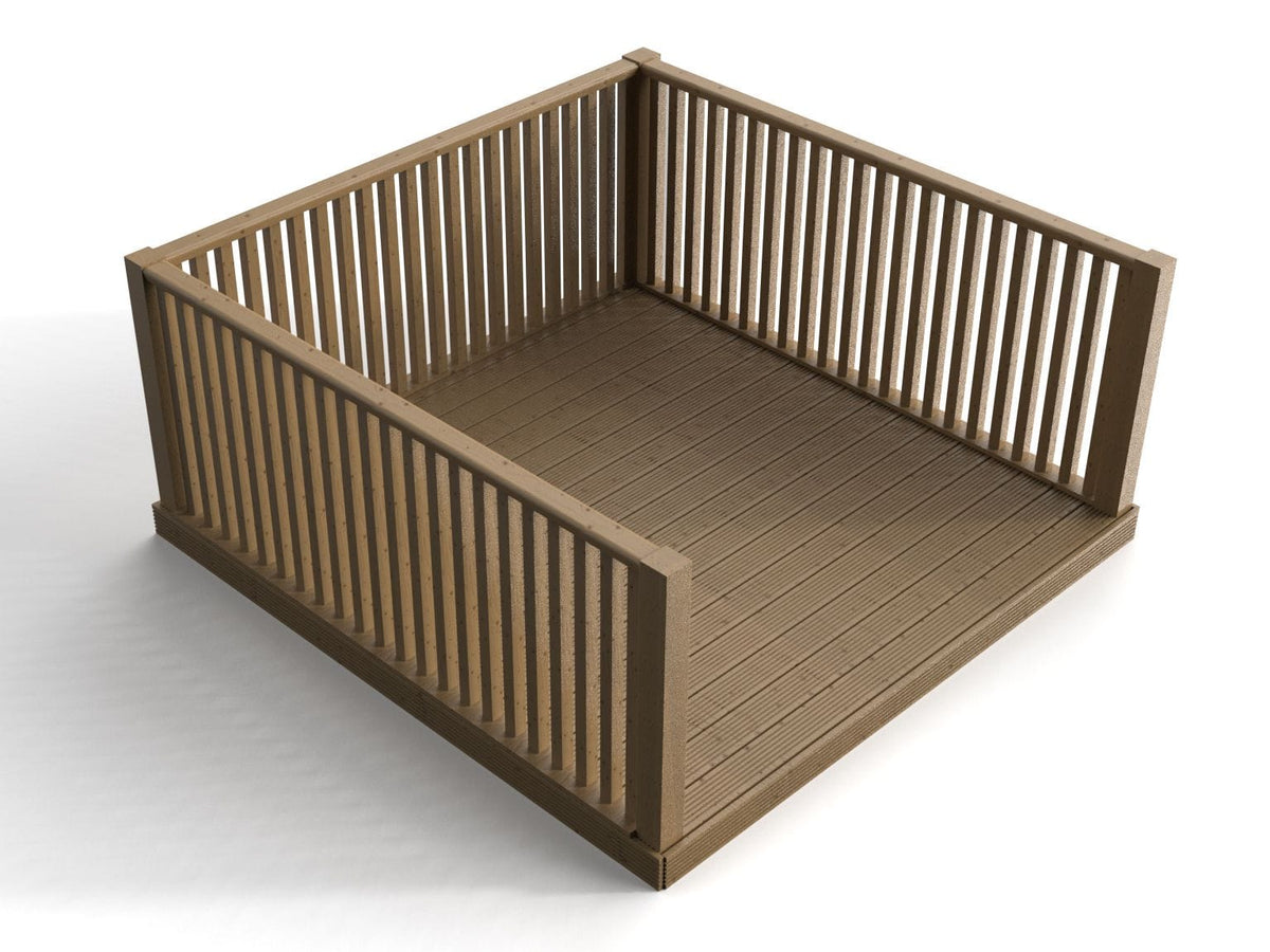 Decking Kit With Three Side Balustrade.