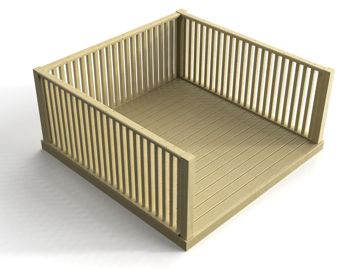 Decking Kit With Three Side Balustrade.