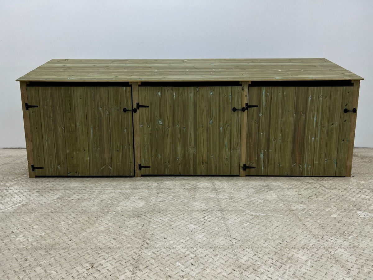 Wooden Premium Tongue/Groove Log Store with Doors and Shelf W-335cm, H-126cm or 180cm, D-88cm.