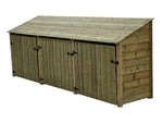 Wooden Premium Tongue/Groove Log Store with Doors and Shelf W-335cm, H-126cm or 180cm, D-88cm.