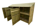 Wooden Premium Tongue/Groove Log Store with Doors and Shelf W-335cm, H-126cm or 180cm, D-88cm.