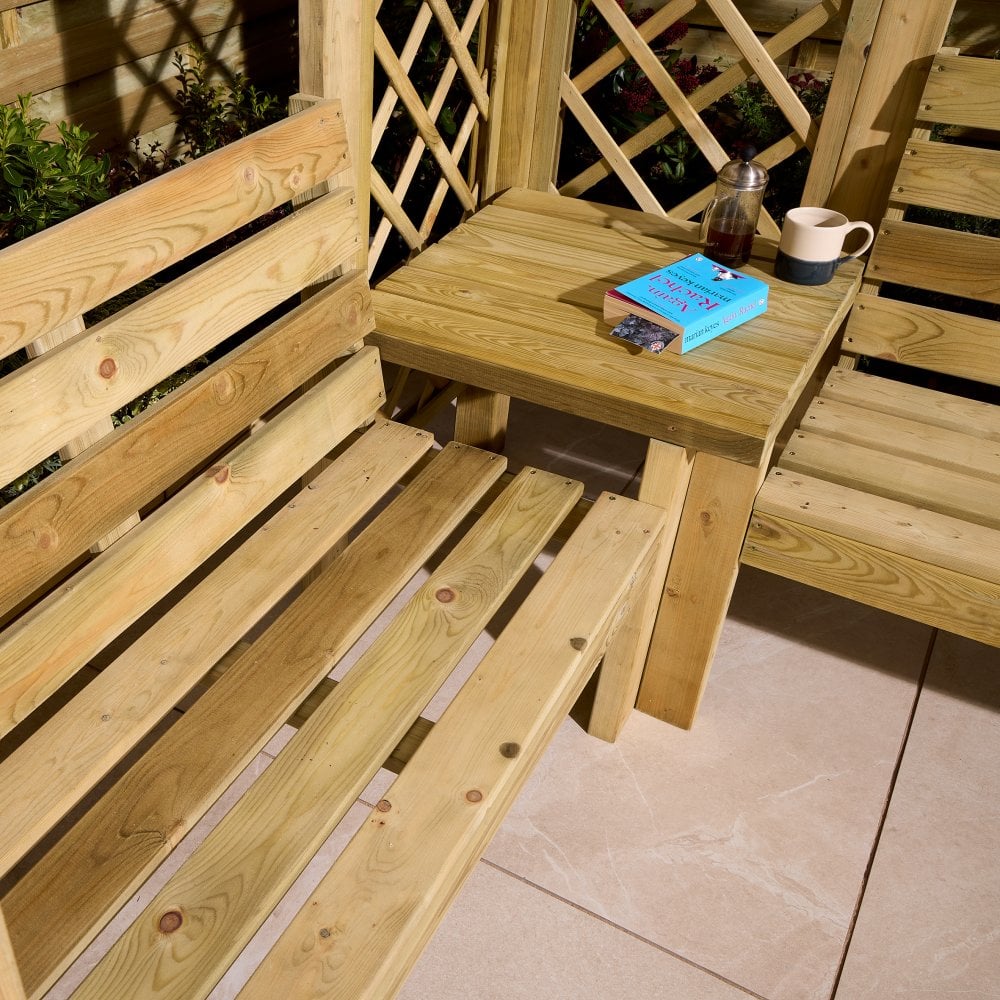Corner Garden Arbour | Square Pergola Roof and side trellis | Tanalised Timber