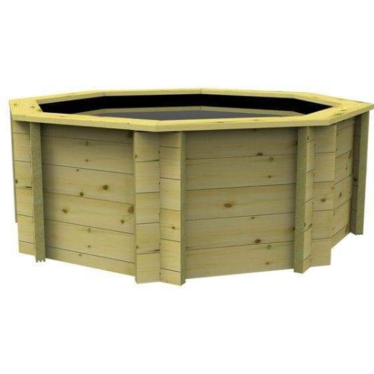 10ft 1091 Gallon Octagonal Raised Wooden Koi Pond, 44mm thick, 831mm high, 4959 litres