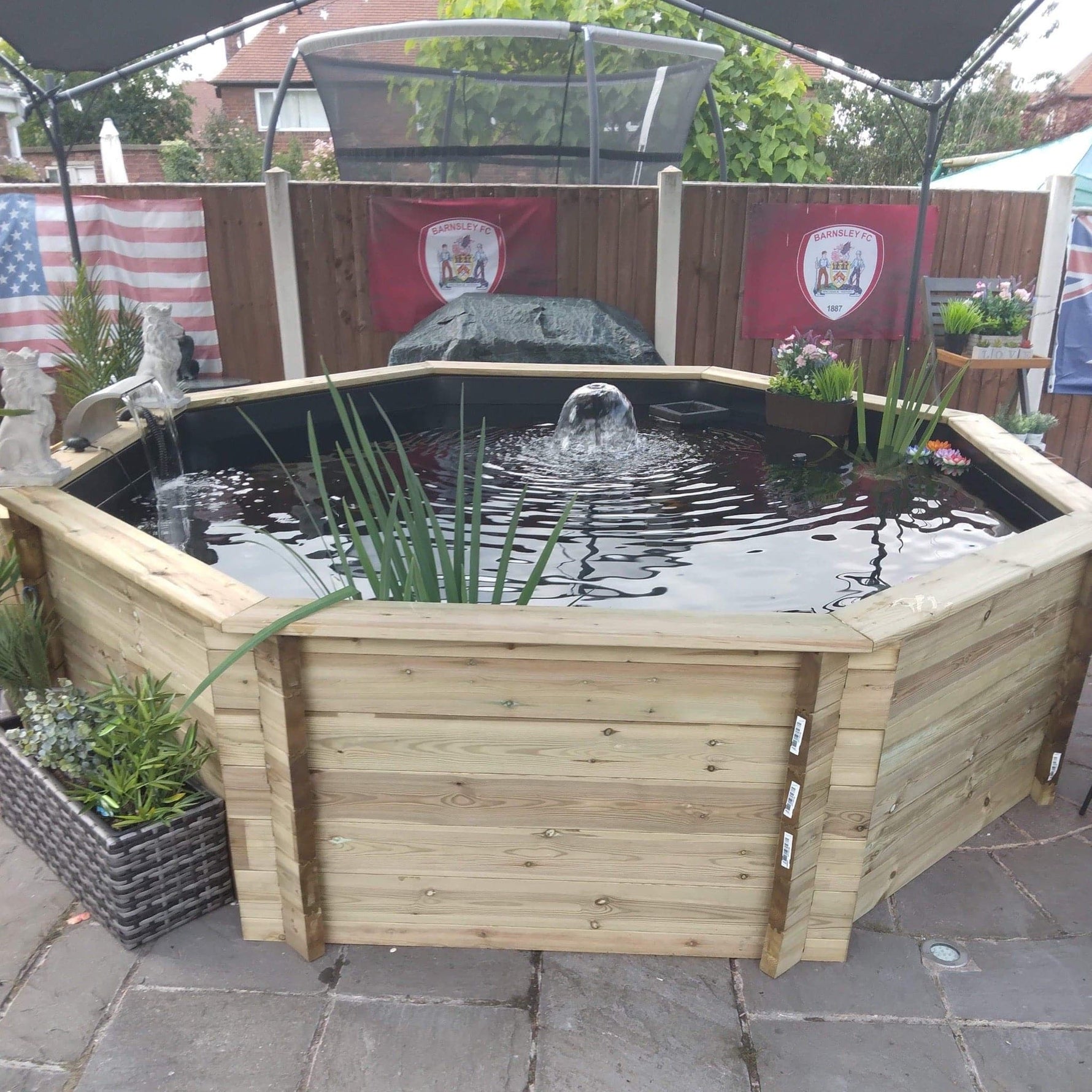 10ft 1091 Gallon Octagonal Raised Wooden Koi Pond, 44mm thick, 831mm high, 4959 litres