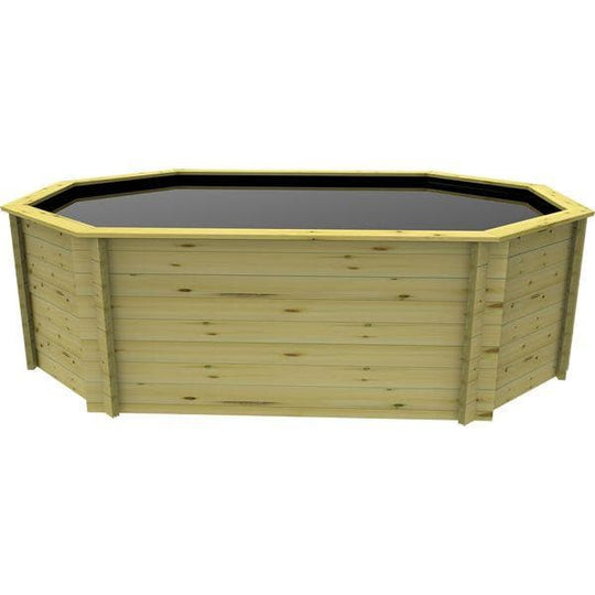 12ft 1419 Gallon Raised Wooden Stretched Octagonal Koi Pond, 44mm thick, 1099mm high
