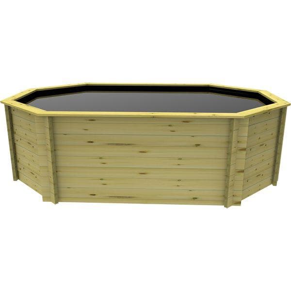 12ft 1419 Gallon Raised Wooden Stretched Octagonal Koi Pond, 44mm thick, 1099mm high