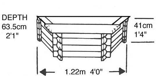 25 Gallon Flat-Back Wooden Norlog Pond, 410mm high