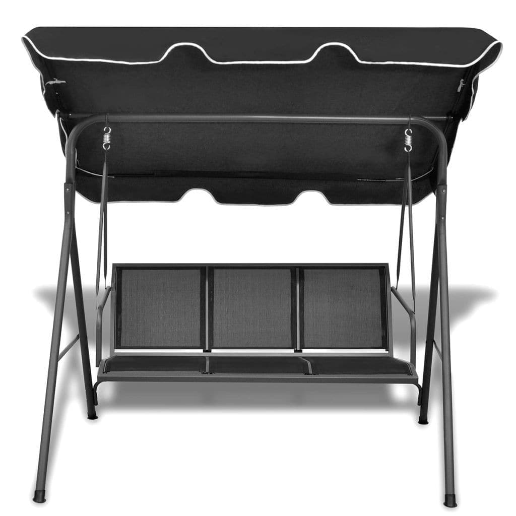 3 Seater Metal Garden Swingseat with Canopy - Black