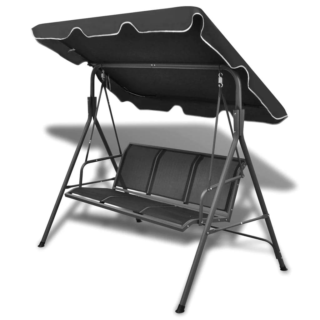 3 Seater Metal Garden Swingseat with Canopy - Black