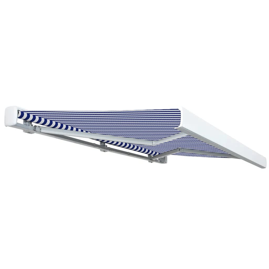 3.5M Full Cassette Electric (Motorised) Awning, Blue & White