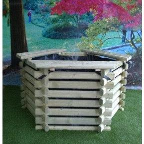 4ft 75 Gallon Hexagonal Wooden Norlog Pond, 1220mm wide, 620mm high