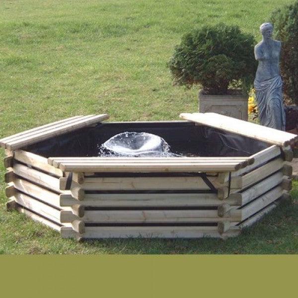 5.5ft 100 Gallon Hexagonal Wooden Norlog Pond, 1670mm wide, 410mm high