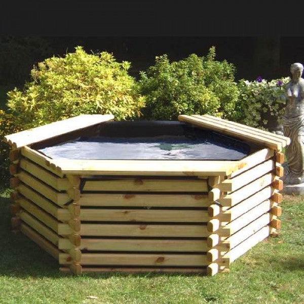 5.6ft 175 Gallon Hexagonal Wooden Norlog Pond, 620mm high
