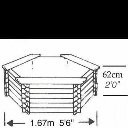 5.6ft 175 Gallon Hexagonal Wooden Norlog Pond, 620mm high
