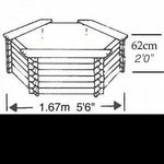 5.6ft 260 Gallon Hexagonal Wooden Norlog Koi Pond, 620mm high, (plus depth of sump underground)