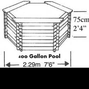 7.6ft 400 Gallon Hexagonal Wooden Norlog Pond, 750mm high