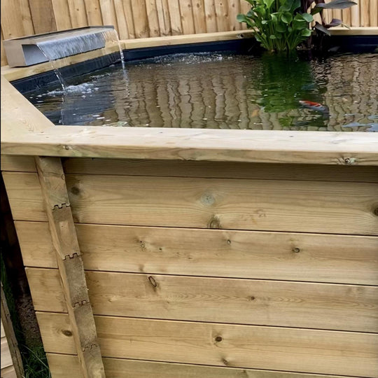 8ft 573 Gallon Octagonal Wooden Koi Pond, 27mm thick, 697mm high, 2606 litres