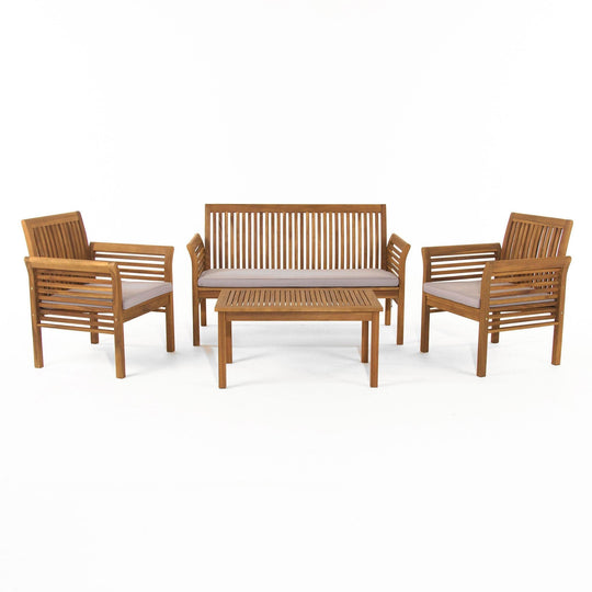 Acacia 2 Seater Sofa with 2 Armchairs and Coffee Table