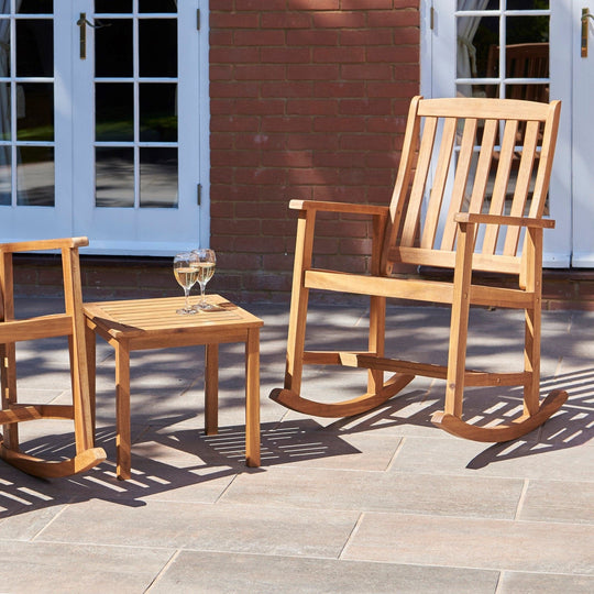 Acacia Hardwood Outdoor Rocking Chairs & Table Set
