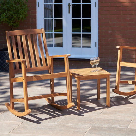 Acacia Hardwood Outdoor Rocking Chairs & Table Set