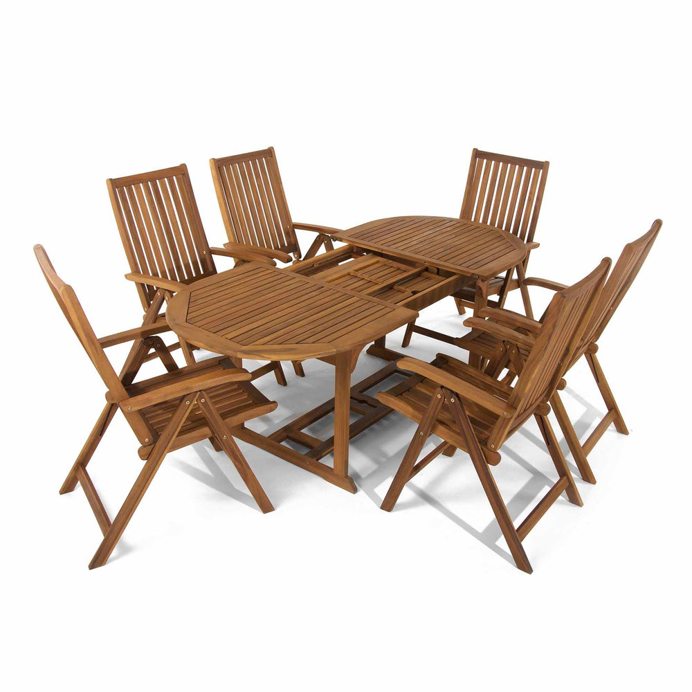 Acacia Oval Dining Table with 6 Chairs