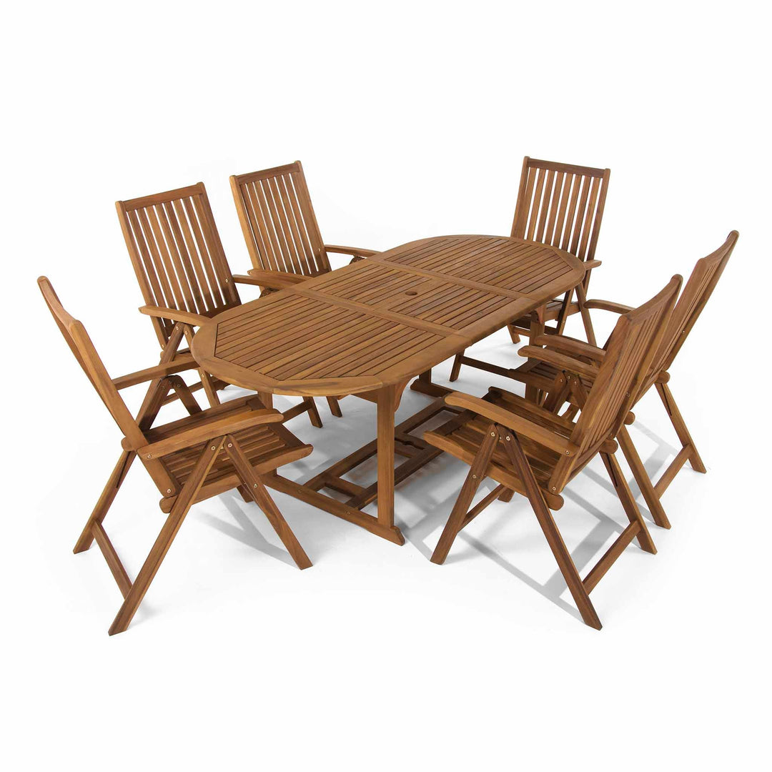 Acacia Oval Dining Table with 6 Chairs