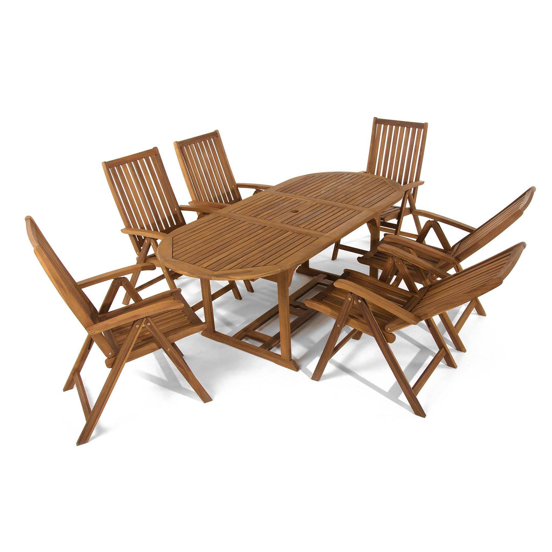 Acacia Oval Dining Table with 6 Chairs