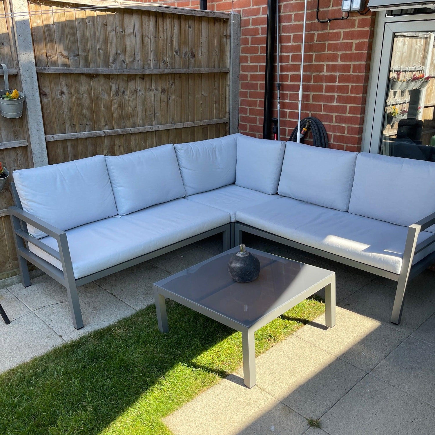 Aluminium Outdoor Corner L-Shaped Sofa and table Set