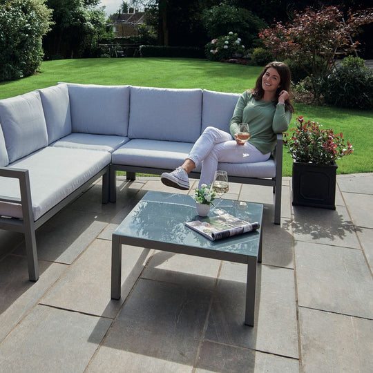 Aluminium Outdoor Corner L-Shaped Sofa and table Set