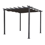 Aluminium Pergola with Retractable Polyester Roof, Gun-Metal Grey, 2 sizes