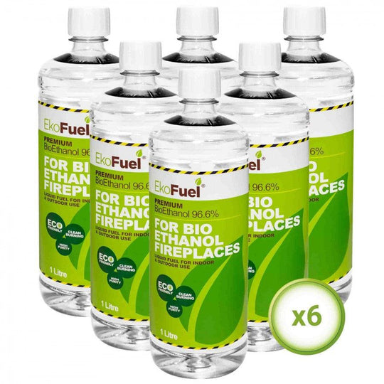 Bio-Ethanol, smokeless fuel for Bio-Fires, 6x 1litre bottles