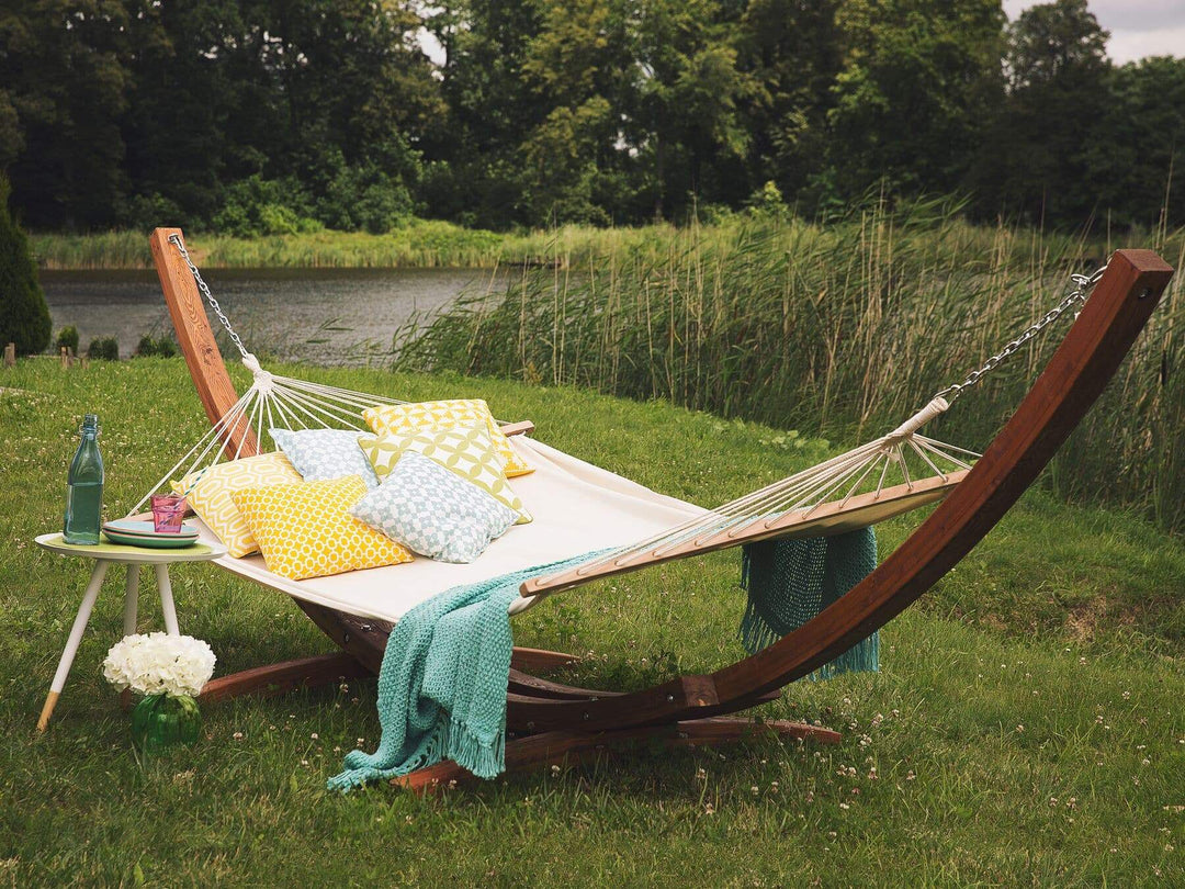 Cotton Hammock on Beautiful Larch Wood Stand