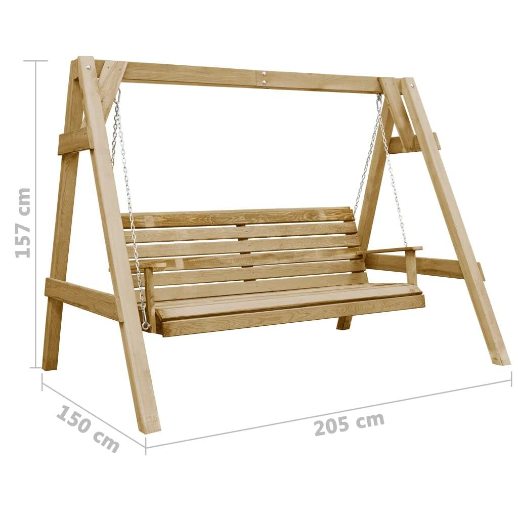 Garden Swing Bench Impregnated Pinewood 205x150x157 cm