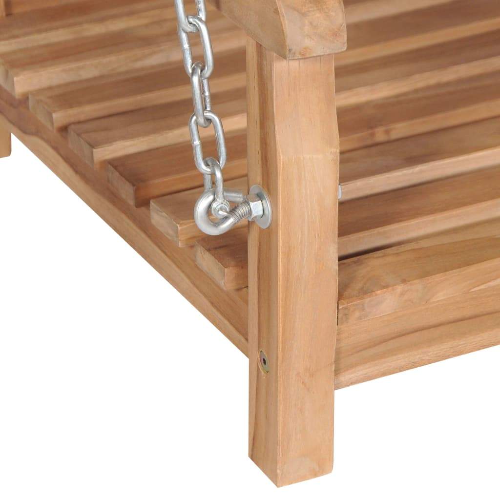 Garden Swing Bench Solid Teak 120x60x57.5 cm, with two chains