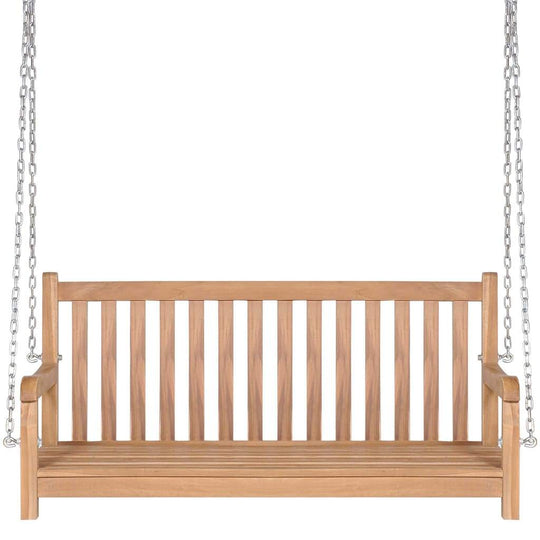 Garden Swing Bench Solid Teak 120x60x57.5 cm, with two chains