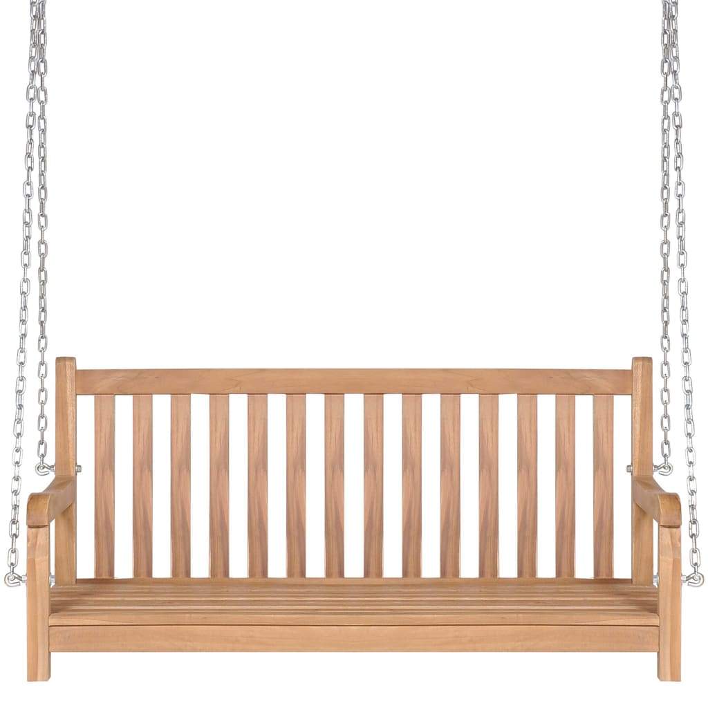 Garden Swing Bench Solid Teak 120x60x57.5 cm, with two chains