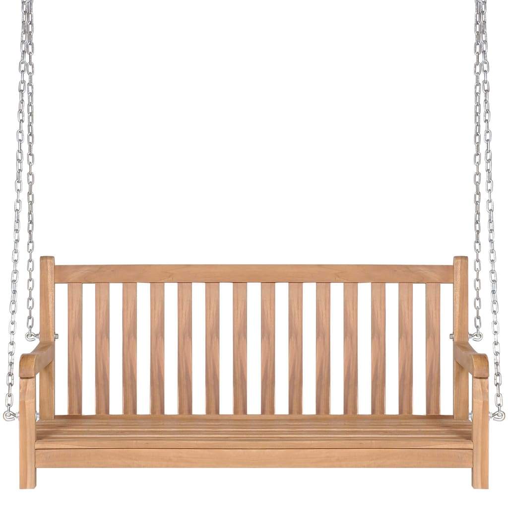 Garden Swing Bench Solid Teak 120x60x57.5 cm, with two chains