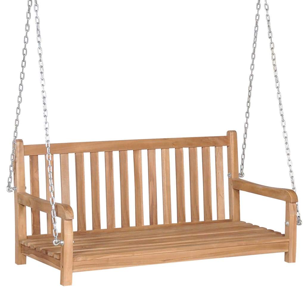 Garden Swing Bench Solid Teak 120x60x57.5 cm, with two chains