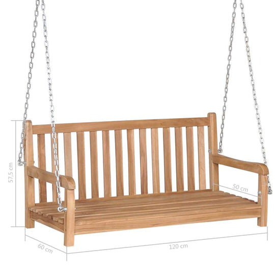 Garden Swing Bench Solid Teak 120x60x57.5 cm, with two chains