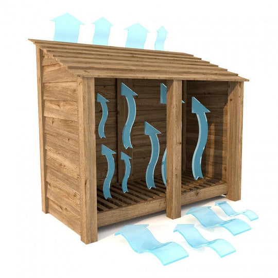Giant Layzee log store with kindling shelf & Door options, tanalised timber, two sizes