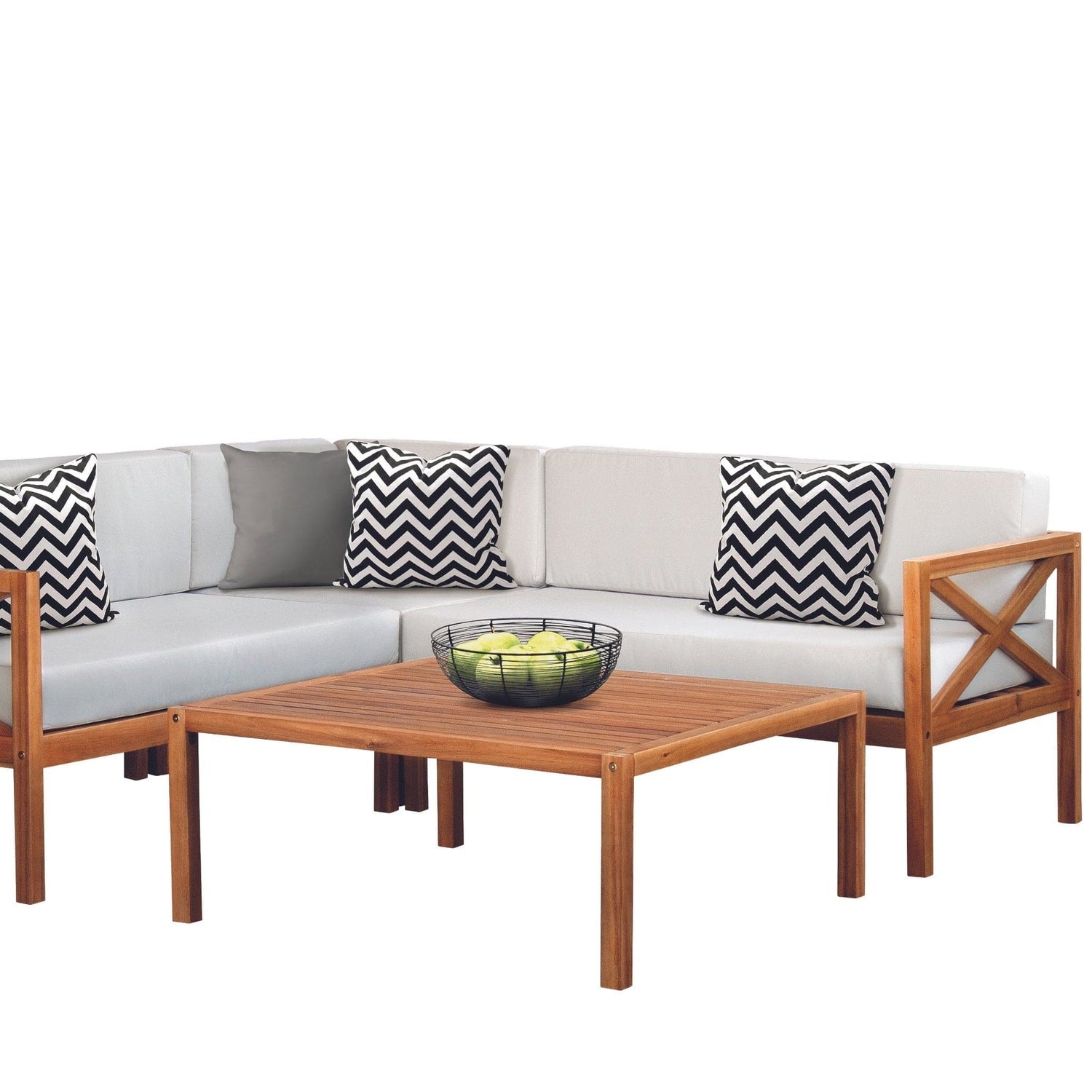 Hardwood Outdoor Corner L-Shaped Sofa & Table Set